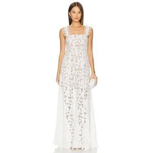 ELLIATT Symi Lace Maxi Dress In White Bridal Bachelorette 👗size S NWT$448